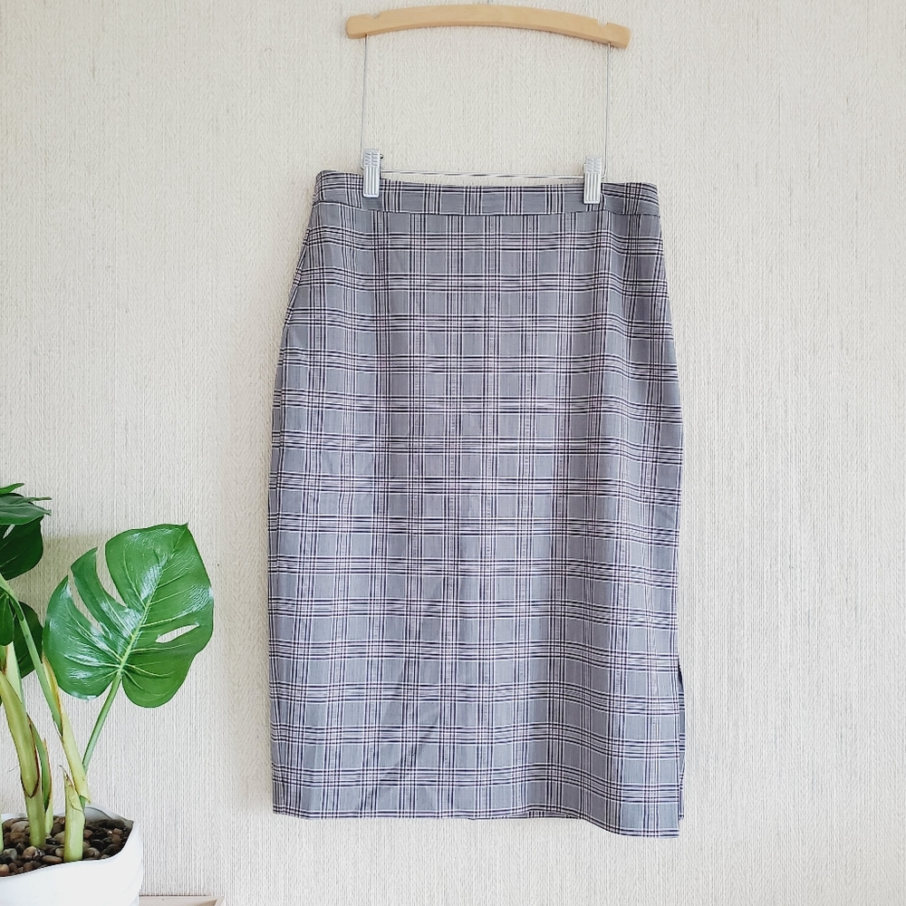 Banana Republic Grey Pink Plaid Women's Pencil Skirt